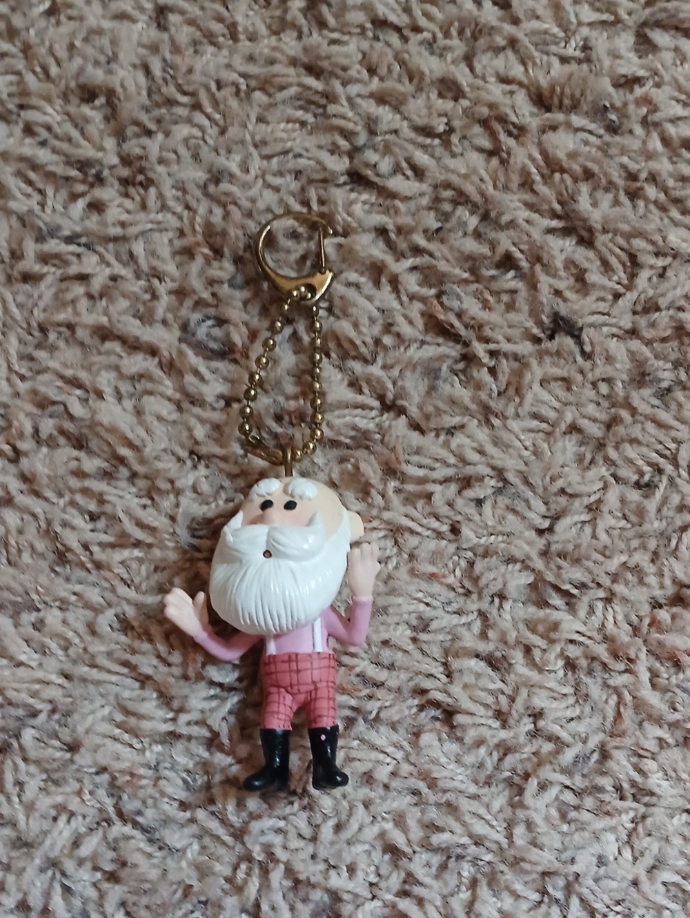 Bearded Character Keychain - Pink Shirt, Red Plaid Pants Santa From Rudolph